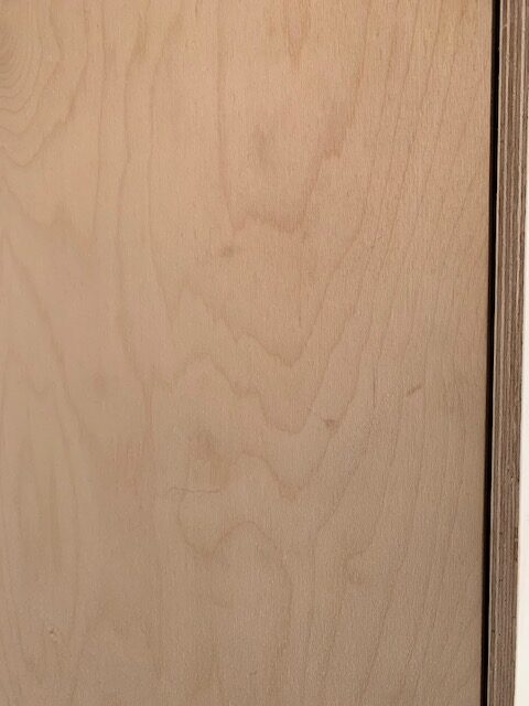 Plywood panelling on the walls